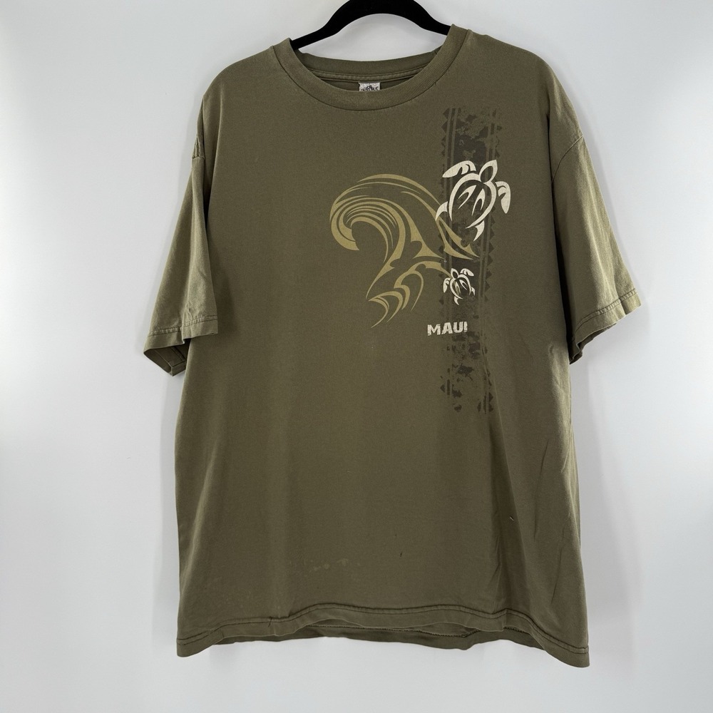Vintage Alstyle Shirt Mens XL Brown Short Sleeve Maui Hawaii Wave Distressed